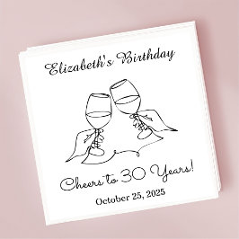 B&W応援モダンから30年誕生日ナプキン スタンダードカクテルナプキン