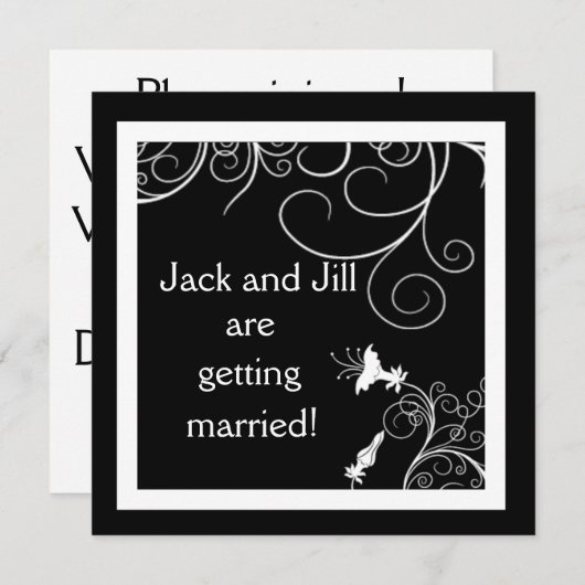 B&W招待状とカスタムアールデコデザイン 招待状 (正面/裏面)