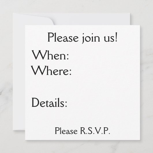 B&W招待状とカスタムアールデコデザイン 招待状 (裏面)