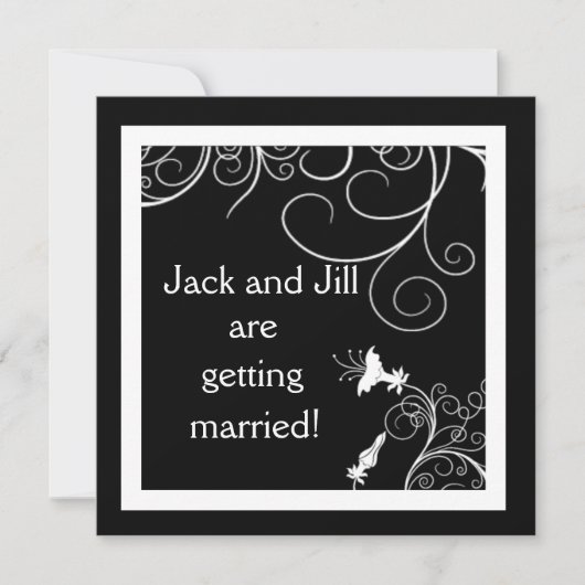 B&W招待状とカスタムアールデコデザイン 招待状 (正面)