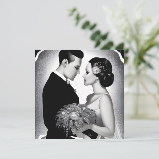 B&W新郎新婦&ブーケ (スタンド正面)