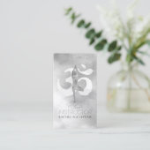 B&W水彩ヨガ瞑想ツリーポーズオムシンボル 名刺 (スタンド正面)