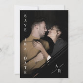 B&W洗練されたフォトカップルのミニマル結婚リスト セーブザデート (正面)