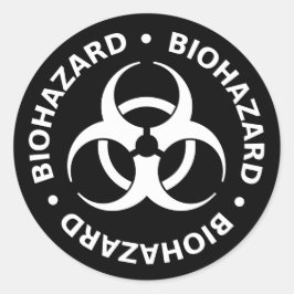 B&W生物学的災害［有害物質］警告ステッカー ラウンドシール