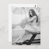B&W美しいビキニガール写真はがき ポストカード (正面/裏面)