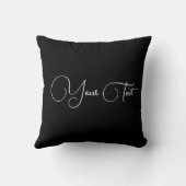 B & W自分の名前または単語タイポグラフィ クッション (裏面)