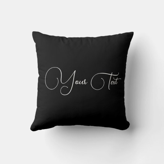 B & W自分の名前または単語タイポグラフィ クッション (裏面)