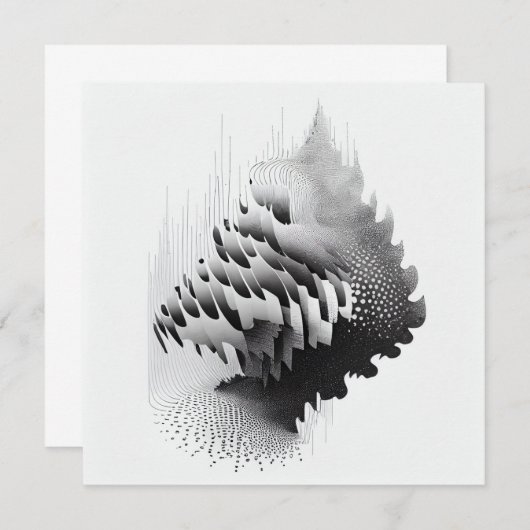 B&W超現実光学錯覚抽象芸術ツリーカード (正面/裏面)