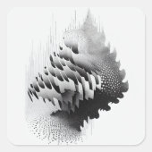 B&W超現実光学錯覚抽象芸術ツリーカード スクエアシール (正面)