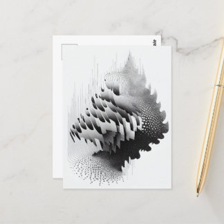 B&W超現実光学錯覚抽象芸術ツリーカード ポストカード