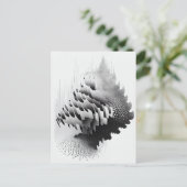 B&W超現実光学錯覚抽象芸術ツリーカード ポストカード (スタンド正面)