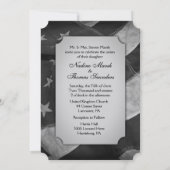 B&W軍隊愛国旗と写真 招待状 (裏面)