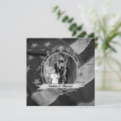 B&W軍隊結婚式招待状と写真 招待状 (スタンド正面)