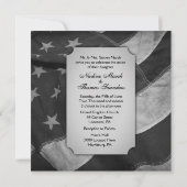 B&W軍隊結婚式招待状と写真 招待状 (裏面)