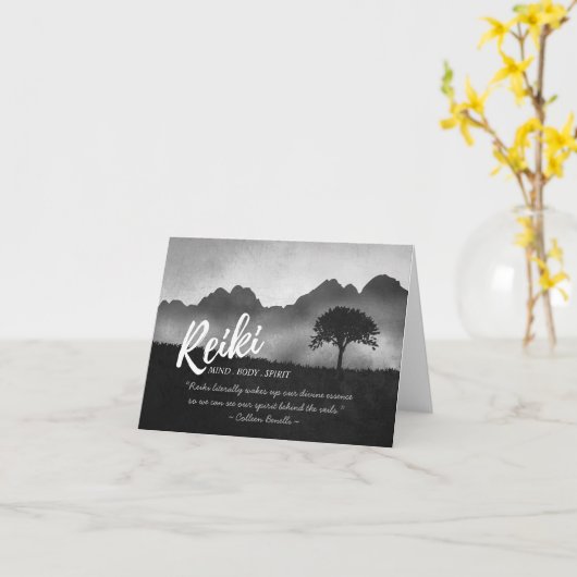 B&W霊気マスターヨガ仲介インストラクター引用文 カード (黄色い花)