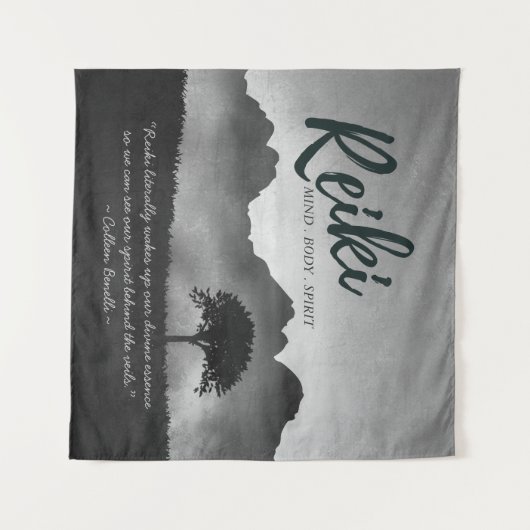 B&W霊気マスターヨガ仲介インストラクター引用文 タペストリー (正面(横))