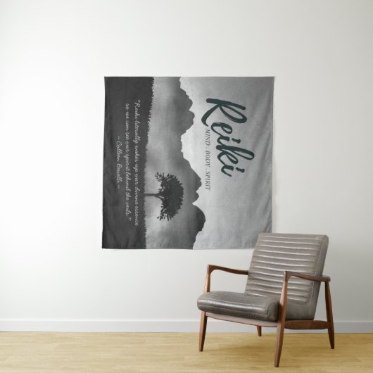 B&W霊気マスターヨガ仲介インストラクター引用文 タペストリー (インサイチュ(横))