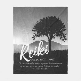 B&W霊気マスターヨガ仲介インストラクター引用文 フリースブランケット