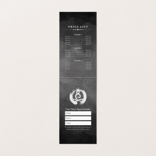 B&W霊気ヨガインストラクター価格表アポイントメント 名刺 (内部フラット)