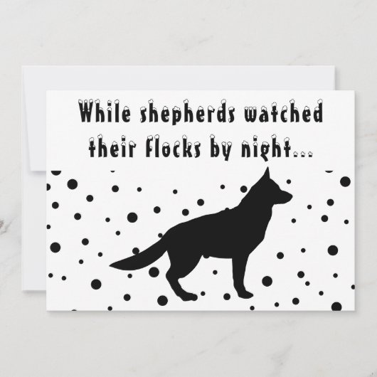 B&W おもしろい |ドイツの羊飼い |クリスマスの挨拶 シーズンカード (正面)
