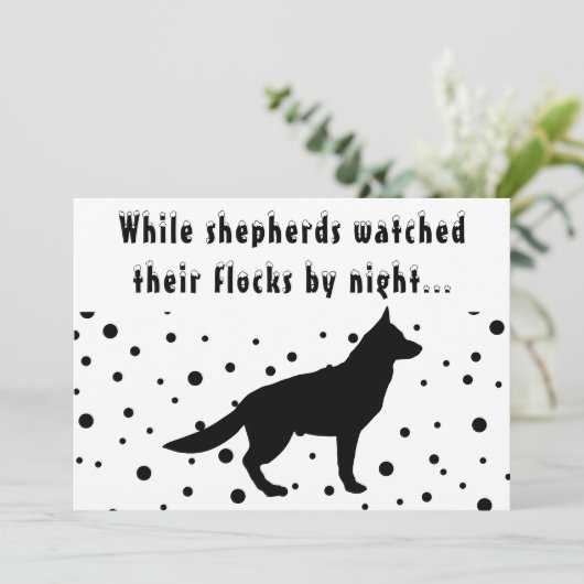 B&W おもしろい |ドイツの羊飼い |クリスマスの挨拶 シーズンカード (スタンド正面)