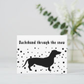 B&W おもしろい | Dachshund Through The Snow | シーズンポストカード (スタンド正面)