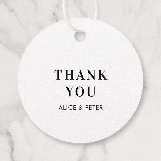 B & W |シンプル結婚モダンさんギフト フェイバータグ (裏面)