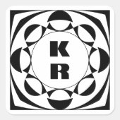 B/W モノグラム幾何学 縦並びイニシャル スクエアシール (正面)