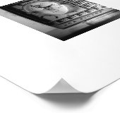 B&W ヴィンテージ クロックラジオ ポスター 印刷 (角)