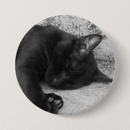 B&W - 眠る猫 缶バッジ (正面)