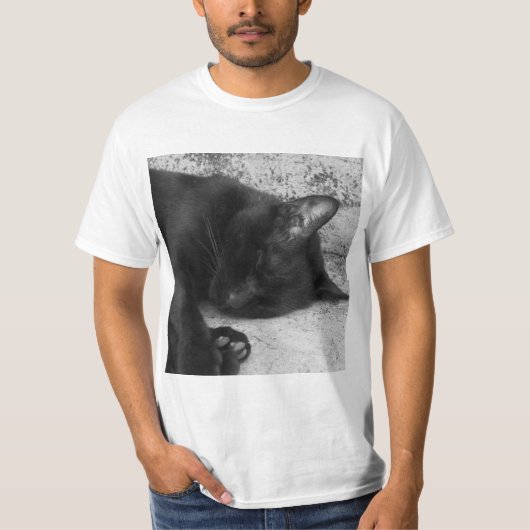 B&W - 眠る猫 Tシャツ (正面)