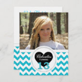 B&W 13誕生日シェブロンプリント:パーティの招待状 招待状 (正面/裏面)