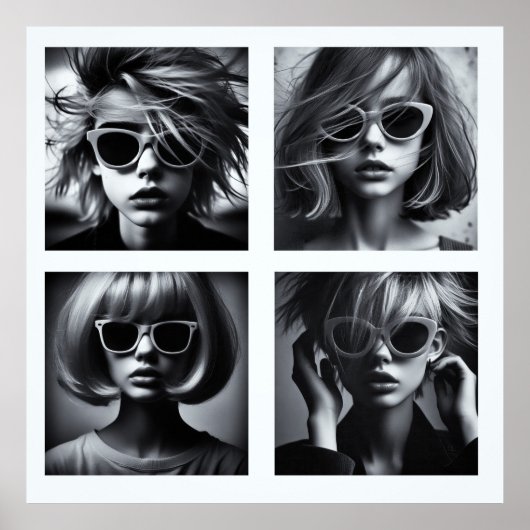 B&W AIポスター女子 ポスター (正面)