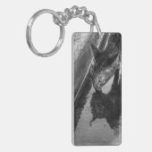 B&W - Cat Drink キーホルダー (正面左)