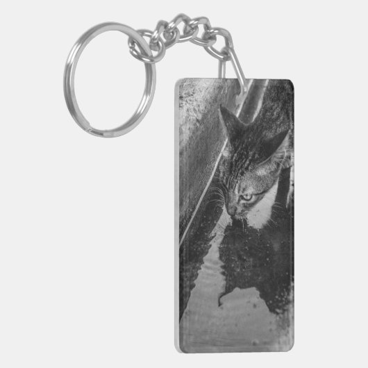 B&W - Cat Drink キーホルダー (正面左)