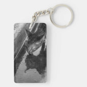 B&W - Cat Drink キーホルダー (裏面)