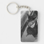 B&W - Cat Drink キーホルダー (正面)