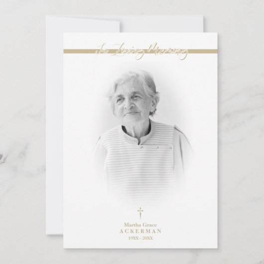 B&W Golden Photo Remembrance Service Dear Ones ノートカード (正面)