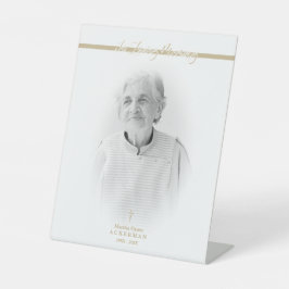 B&W Golden Photo Remembrance Service Dear Ones 台座サイン