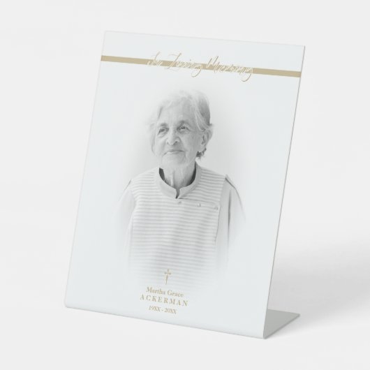 B&W Golden Photo Remembrance Service Dear Ones 台座サイン (正面)