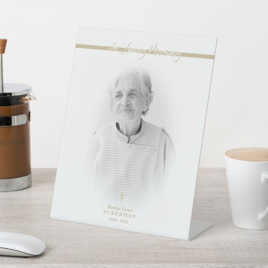 B&W Golden Photo Remembrance Service Dear Ones 台座サイン (インサイチュ)