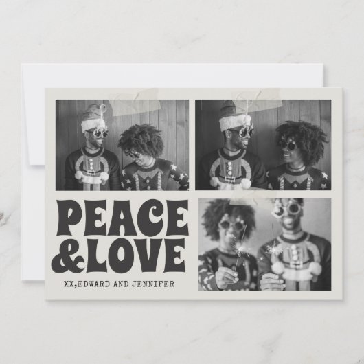 B&W Groovyメリークリスマスファンキーフォトクリスマス カード (正面)