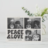 B&W Groovyメリークリスマスファンキーフォトクリスマス カード (スタンド正面)