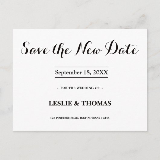 B&W Personalized Save the New Date Postcard ポストカード (正面)