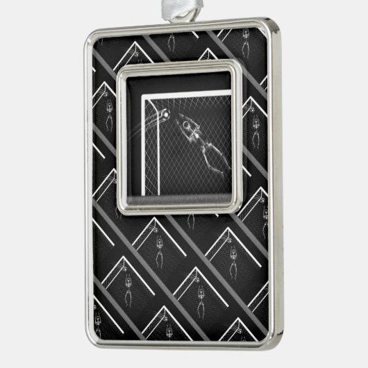 B&W X線スケルトンサッカーゴアリー シルバープレートフレームオーナメント (左)