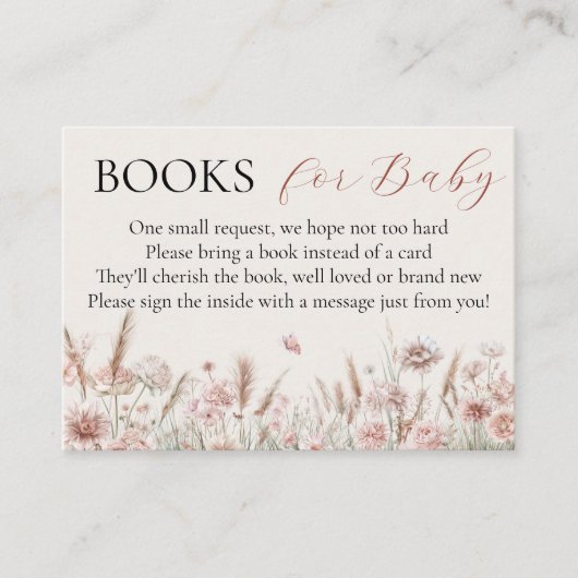 Baのための開花ブックのミニマルなベージュフローラベビー エンクロージャーカード (正面)