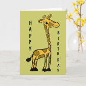 BA – かわいいおもしろいキリン誕生日カード カード (黄色い花)