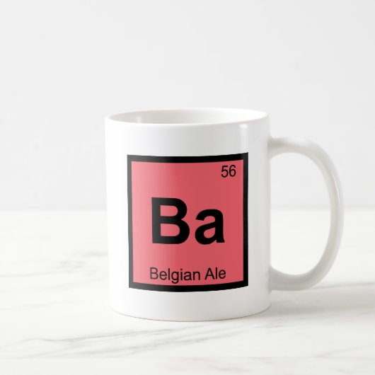 Ba - ベルギールビア化学周期表シンボル コーヒーマグカップ (右)