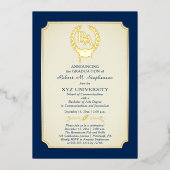 BA - Bachelor of Arts Degree College Graduation 箔招待状 (正面)