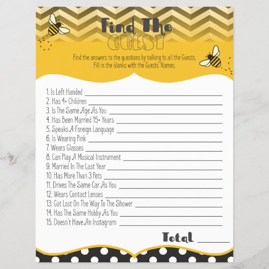 Ba-Beeベビーシャワーを見つけるゲストゲームプリントアウト チラシ (正面)